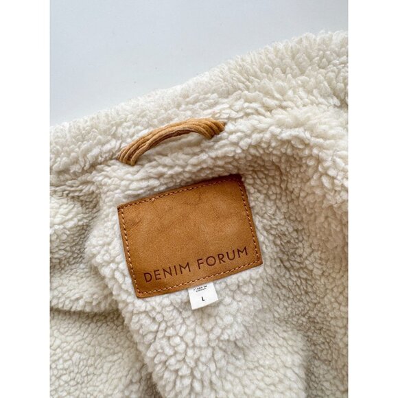 Aritzia DENIM FORUM Ella Brown Cotton Corduroy Shearling Lined Jacket, Size L - Picture 12 of 15